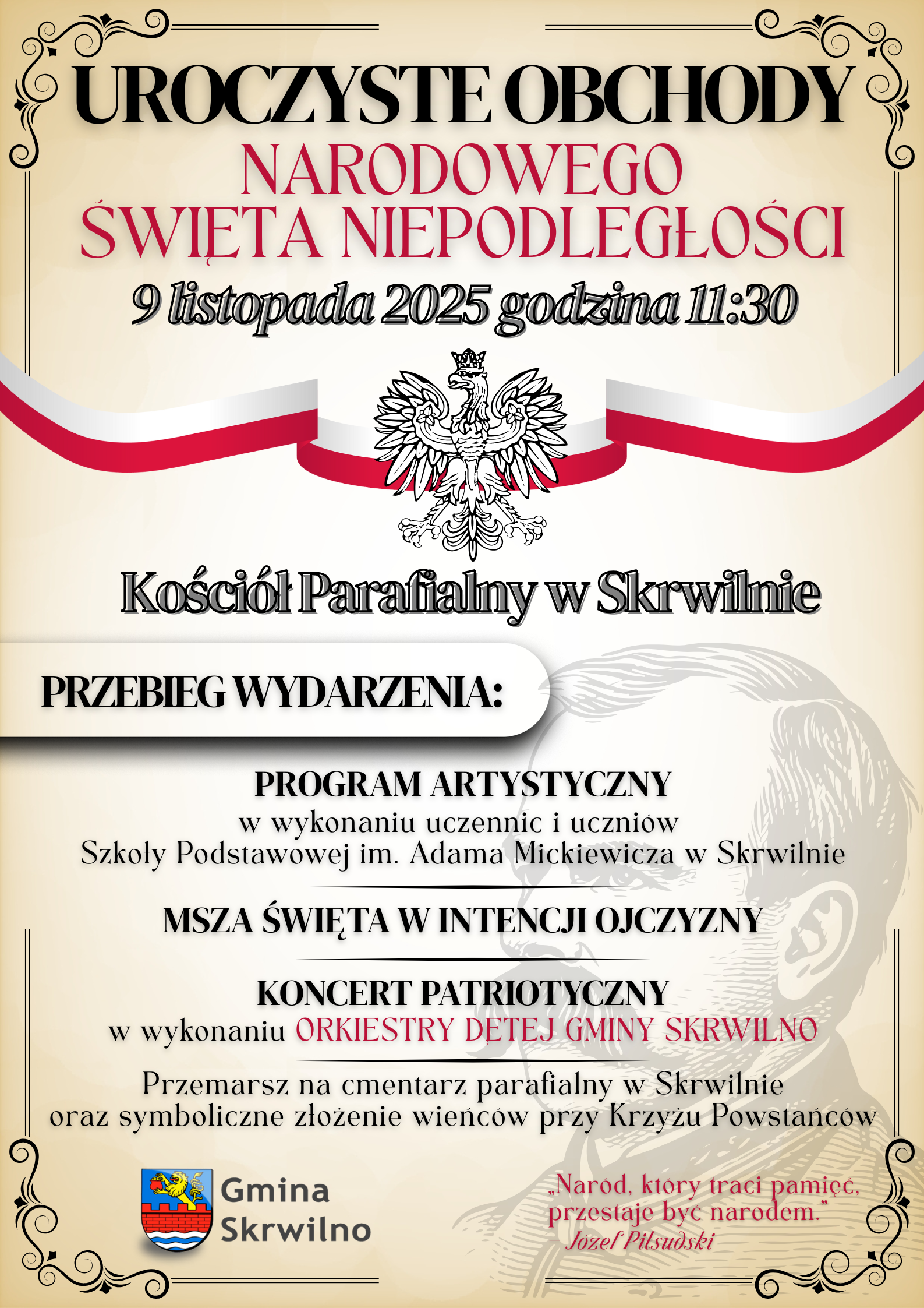 UROCZYSTE OBCHODY NARODOWEGO ŚWIĘTA NIEPODLEGŁOŚCI W SKRWILNIE 